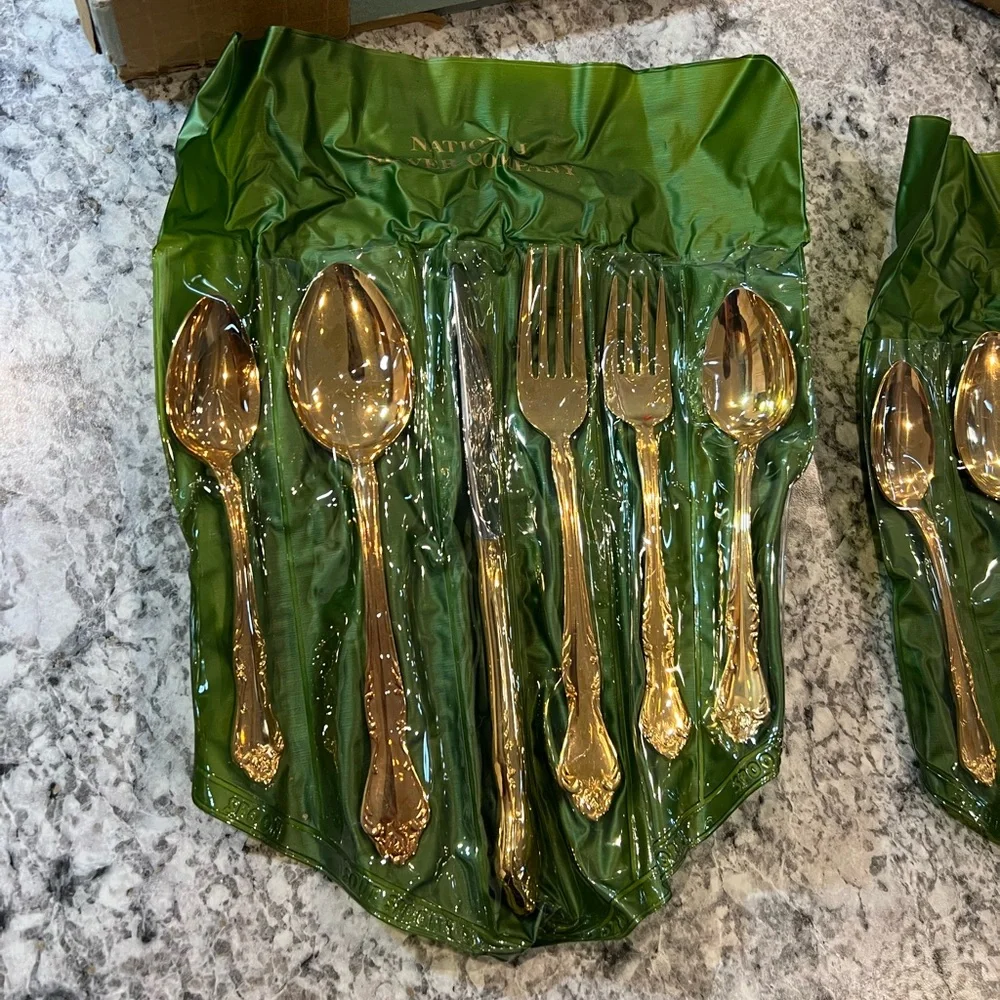 Vintage Coppercraft Guild National Silver Company Silverware Set x2 Gold Plated - Picture 3 of 8